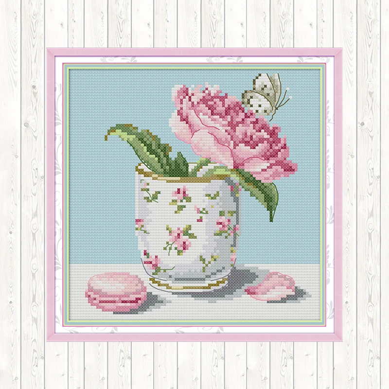 Набор для вышивки крестом счетным счетом цветы DMC DIY напечатанные на холсте 14CT 11CT