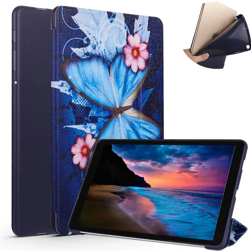 Умный чехол для Samsung Galaxy Tab A 10,5 T590 T595 чехол SM-T590 T595 Авто бодрствующий модный принт кожа мягкая задняя крышка Funda