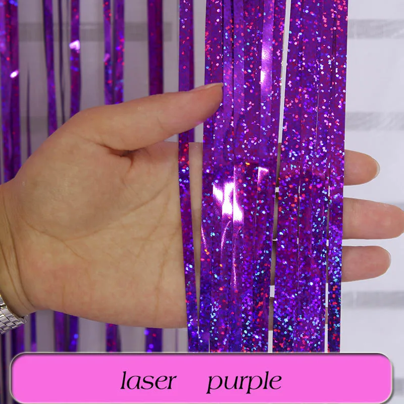 glitter purple Вечерние занавески с блестящей матовой бахромой из фольги, занавески на день рождения, свадьбу, украшения для фотосъемки, драпировка, Юбилейный Декор - Цвет: glitter purple