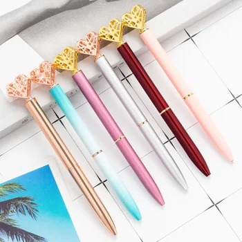 

1pcs Kawaii Love metal Ballpen Ballpoint Pens Student Pens For School Stationery Office Supplies 1.0mm