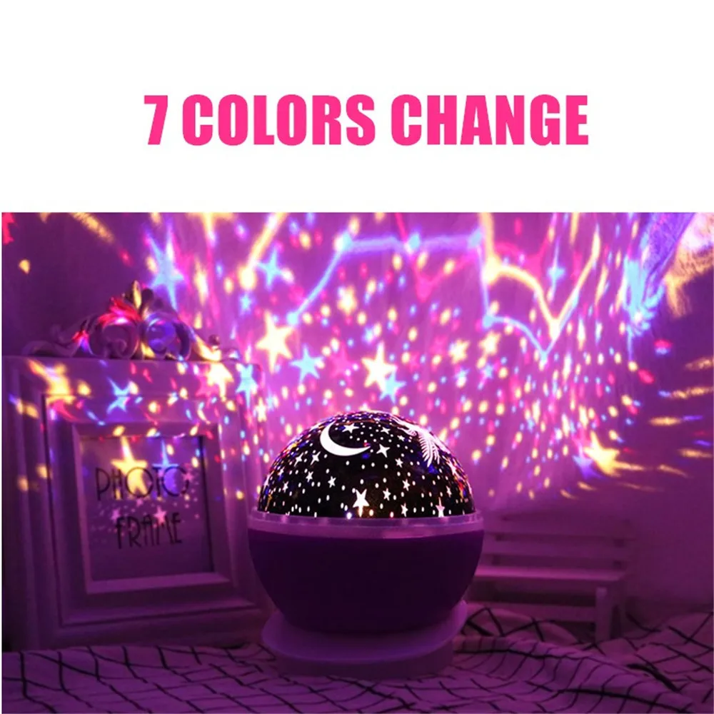 

LED Rotating Night Light Projector Starry Sky Star Master Children Kids Sleep Romantic LED USB battery power Projector Lamp Gift