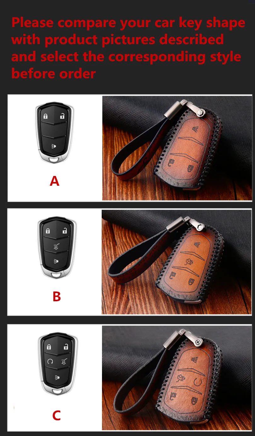 Comprar Accesorios para el coche de cuero genuino Auto Remote Key Case funda soporte piel Shell para Cadillac XTS ATSL SLS CTS XTS SRX