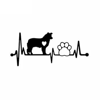 

Car Sticker Border Collie Heartbeat Lifeline Paw PVC Decal Cartoon Dog Car Creative Sticker Cover Scratch Black/white, 17cm*7cm