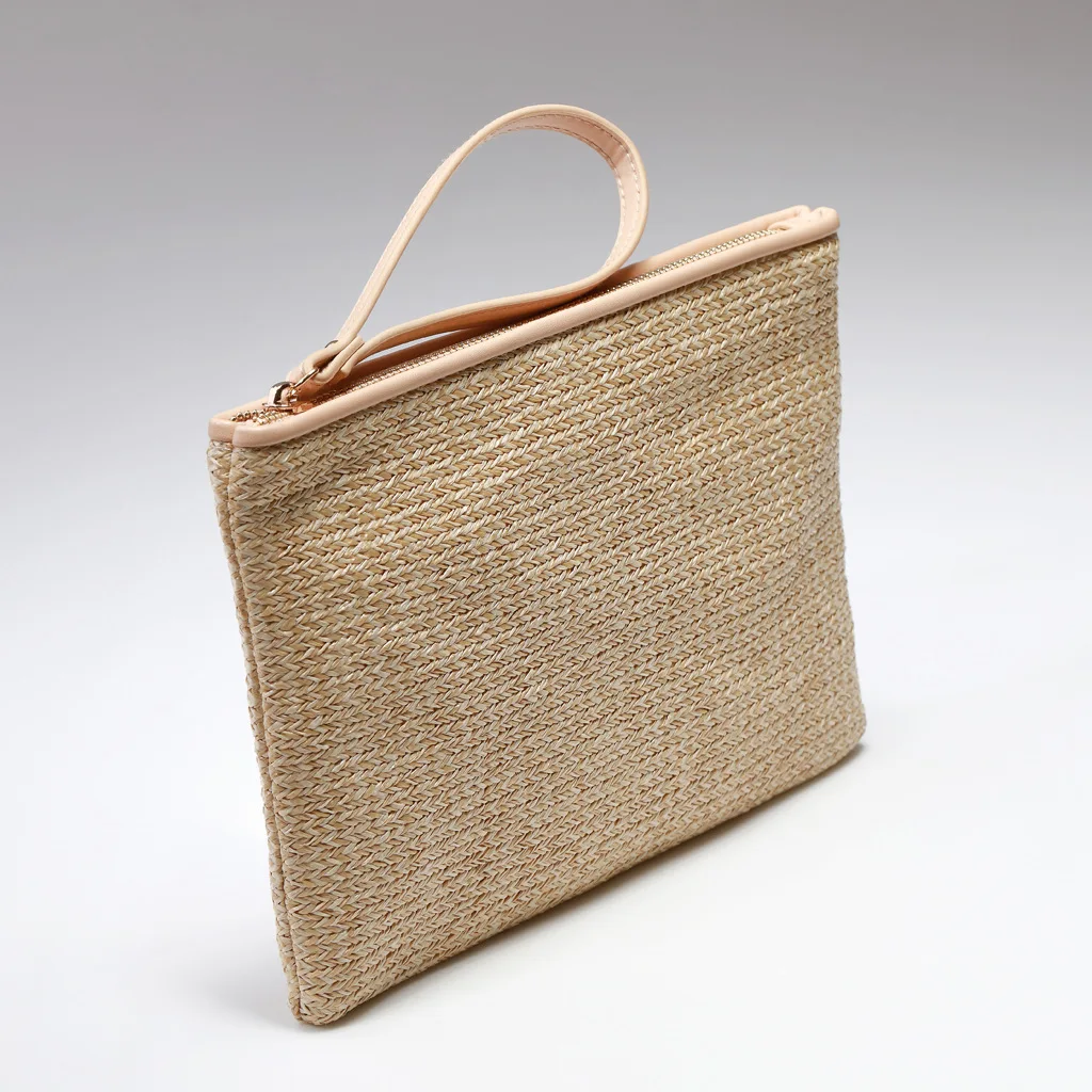 

2019 Cross Border for Holiday Beach Clutch Straw Europe And America Fashion Pp Grass WOMEN'S Bag Solid Color Joint Storage Bag