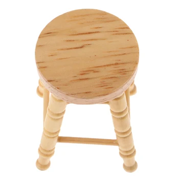 

Wooden Mini Round Stool Seating Dollhouse Miniature Chairs Room Items Decor