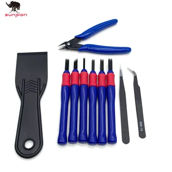 

3D Printer Parts Repair Knife Tweezers Spade Clipper Tool Kit Set for 3D Printed Model Deburring Clean-up 10pcs/set