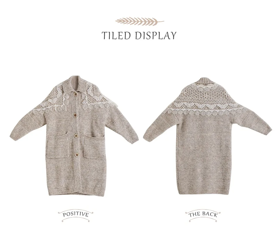 LYNETTE'S CHINOISERIE Autumn Winter Original Design Women Mori Girls Lace Caped Thick Cashmere Woolen Knitted Sweater Cardigans