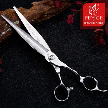 

Fenice 7.5 inch Professional Pet Grooming Scissors Japan 440C Straight Cutting Shears Damascus Pattern shear Dog Shear