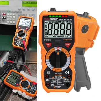 

PEAKMETER Digital Multimeter PM18C with True RMS AC/DC Voltage Resistance Capacitance Frequency Temperature NCV Tester