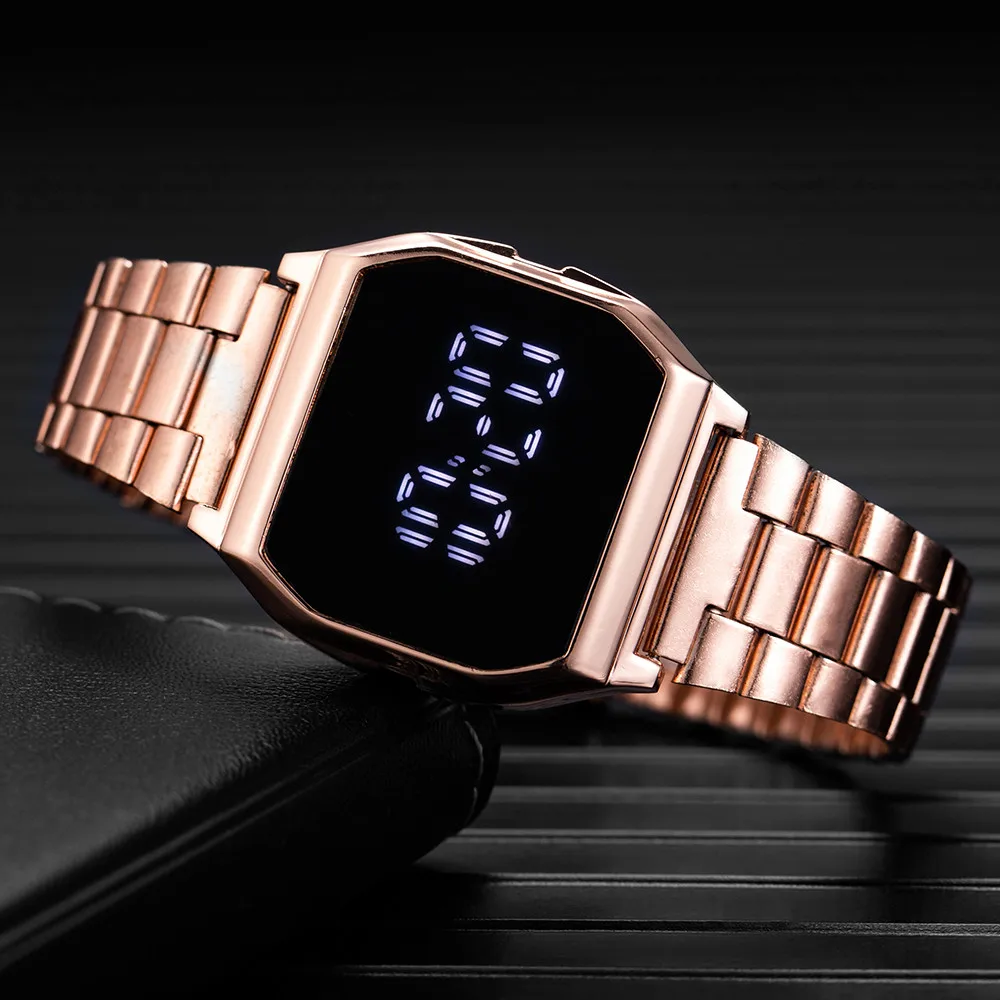 LED Woman Watches Luxury Digital Electronic Gold Silver Adjustable Watch Ladies Wristwatch Men Casual Sports Clock