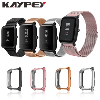 

Strap For Amazfit Bip Strap Xiaomi Metal Bracelet With Case Huami Amazfit bip 20mm Band Protector For Smart watch Accessories