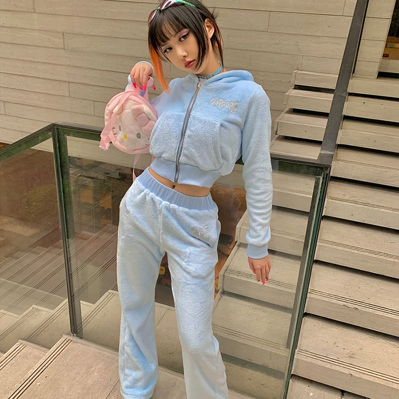 women's clothing 2021Elegant Solid Sets For Women Warm Hoodie Sweatshirts And Long Pant Fashion Two Piece Sets Ladies Woman 3