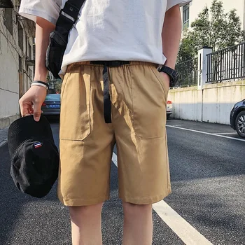 

Summer New Casual Harajuku Solid color Men's Shorts Loose Waist rope Cargo shorts 2020 Fashion Street attire Sports Shorts Men
