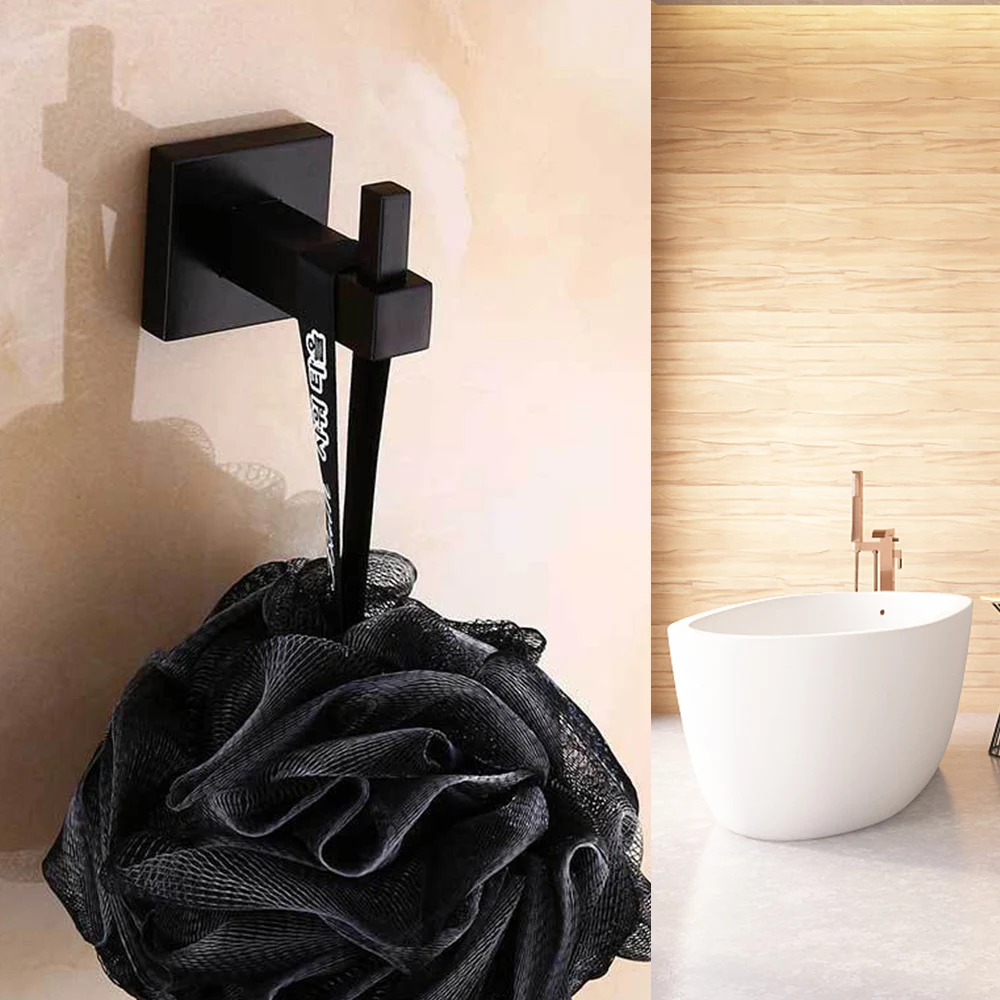 Description Picture 6 of itemWall Mounted Clothes Hat Towel Hanger Single Robe Hook Black Painted Stainless Steel Kitchen Hooks