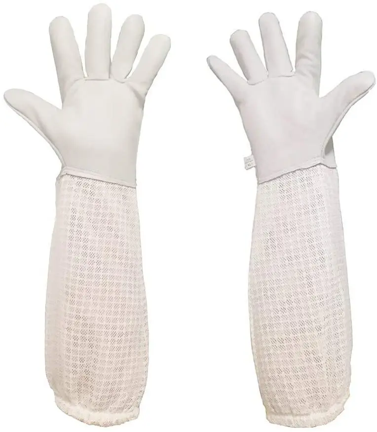 Beekeeping gloves Ultra Mesh Beekeepers Gloves Three-layer Net Ventilation Protect Your Hands Fully Ventilated Goatskin Beekeeping Gloves