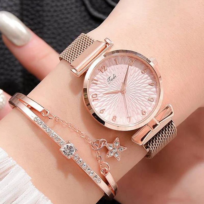 Tanio Luksusowe kobiety bransoletka zegarki kwarcowe
