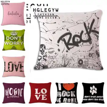 

18'' Case Throw Printed Linen Covers Pillow Textile Cotton Pillowcase home For Cotton linen Pillow Letter Home HGLEGYW