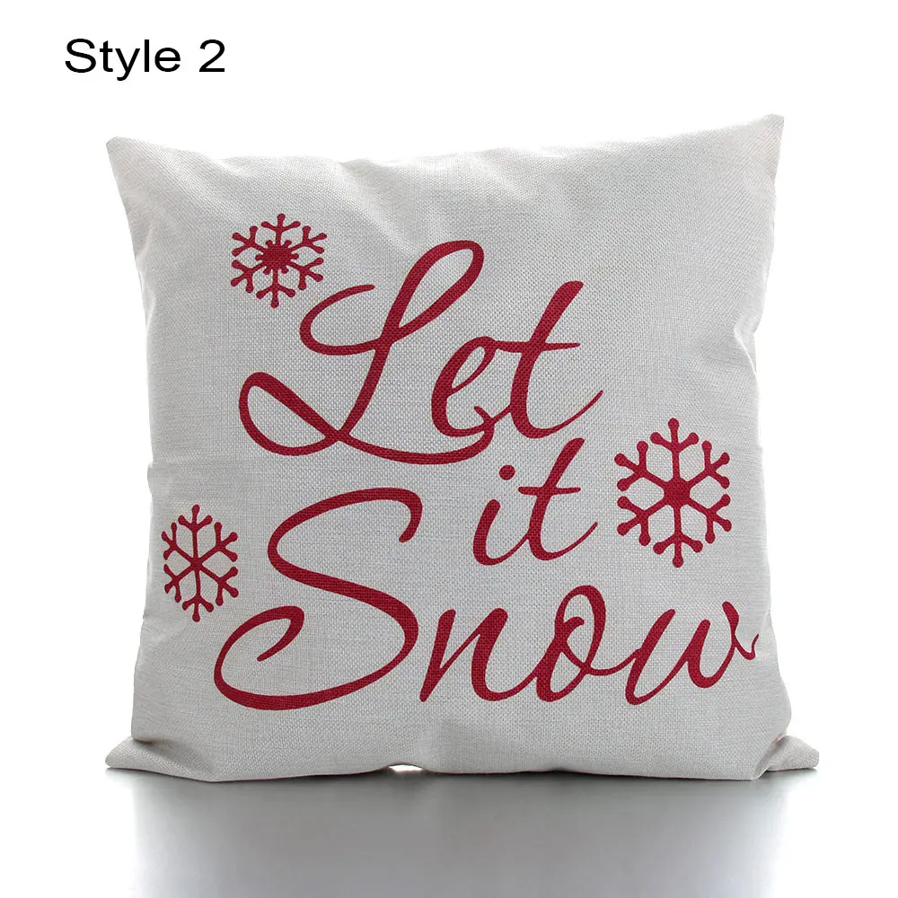 Style 2 1PC 18"x18" Printed Merry Christmas Pillow Cases Flax Pillowcase Cushion Cover Xmas Gifts Living Room Sofa Decorative Supplies - Цвет: Style 2