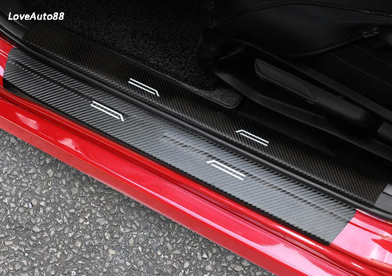 For Toyota Corolla Carbon Fiber Leather Interior Exterior Threshold Door Sill Decoration Strip Welcome Pedal