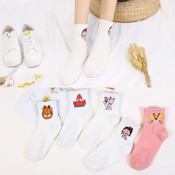 

Kawaii Women Cartoon Tube Socks Cute Animals Egg Rabbit Panther Cotton Crew Socks harajuku Unisex Pink Milk White Sox Japanese