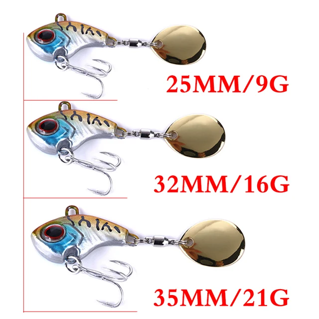 1Pcs Metal Vib Rotating Spoon Wobbles Vibration Fishing Lures for