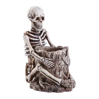 

Skull Pen Holder Skeleton Makeup Brush Pencil Storage Home Office Desk Organizer