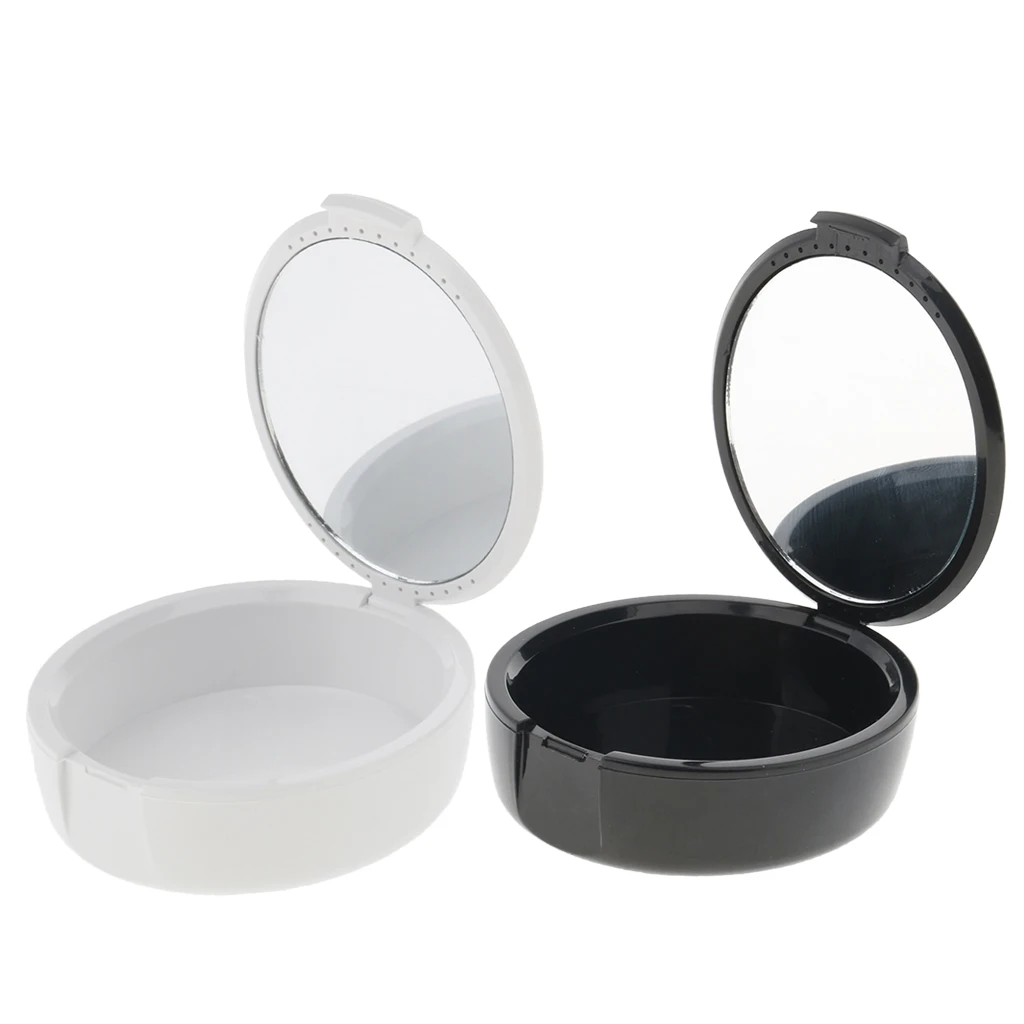 2 Denture Storage Box With Mirror  Mouth Guard Container Retainer