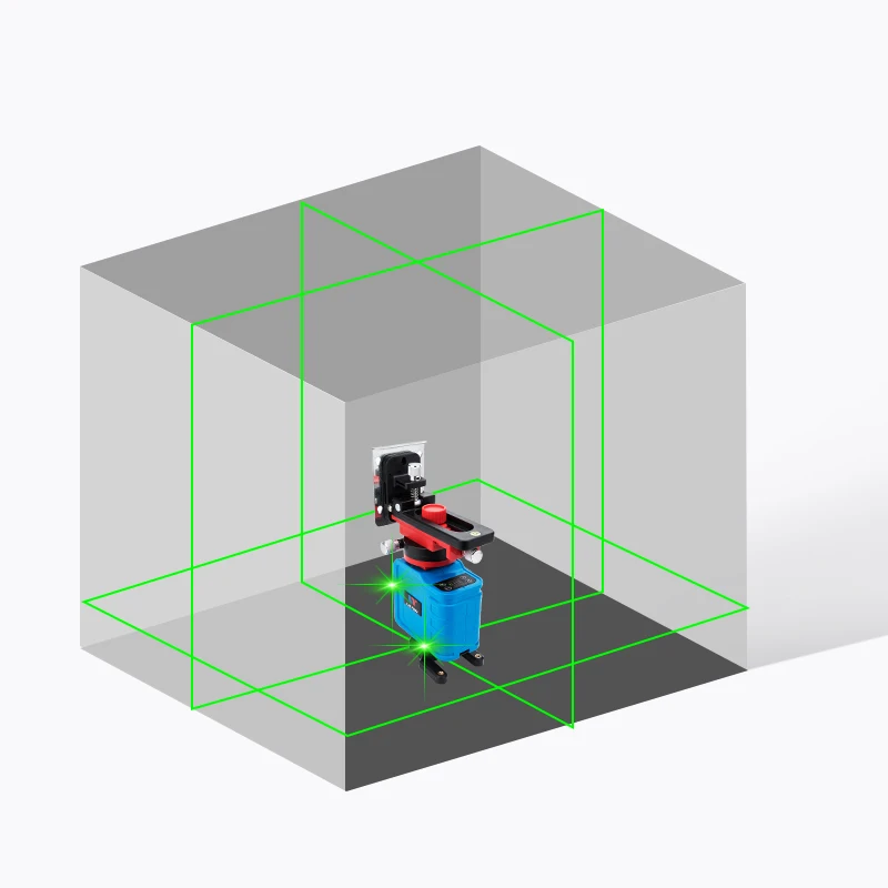 Новый 3D зеленый лазерный уровень с перекрестной лазерной линией и зарядным