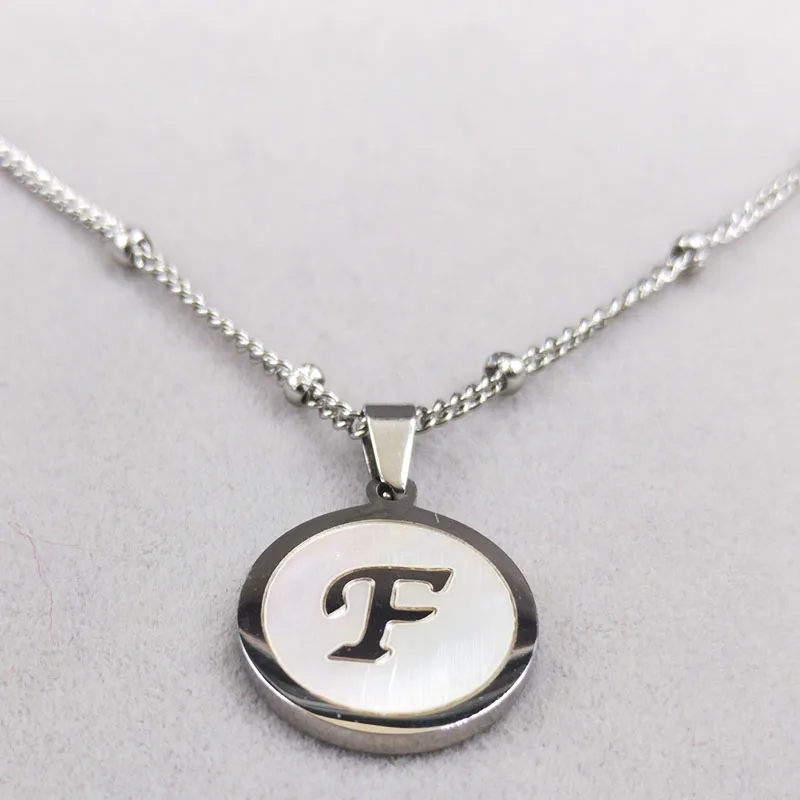 Модное ожерелье из ракушек нержавеющей стали с буквой F 2021 женское бисера