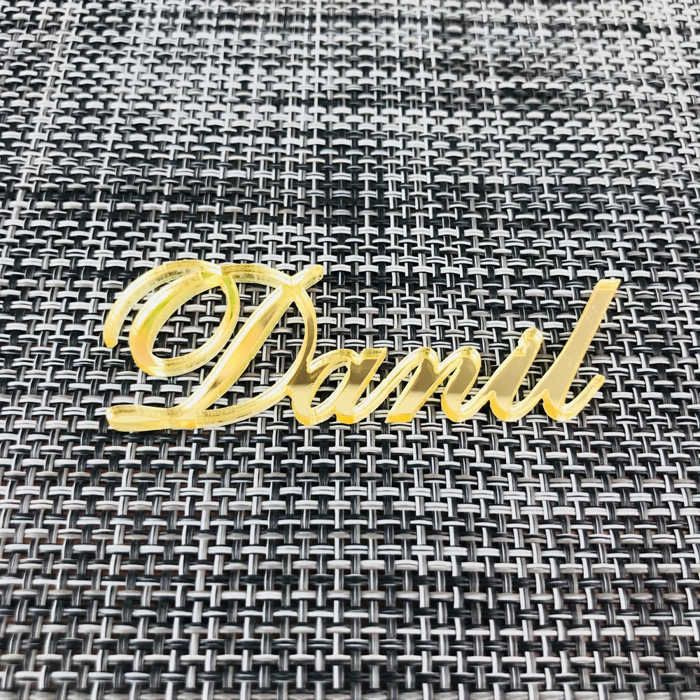 Personalized laser cut, same baby name decorated in chocolate for baptism and baptism, banner for box of 10 pieces Gold acrylic mirror plates4