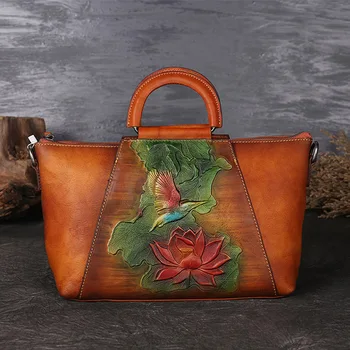 

100% Original Genuine Leather Handbags Women Bags Luxury Ladies Handbag Manual Shoulder Bag Vintage Female Messenger Bag Hobos