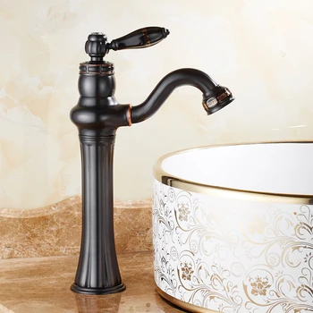 

Bathroom Faucet Antique Black Bronze Finish Basin Sink Faucet Single Handle Water Taps Brass Water Mixer Tap