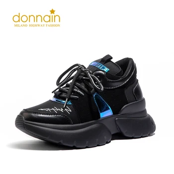 

DONNAIN Chunky Sneakers Women 2020 Fashion Platform Casual Sports Shoes Running Shoes for Women Height Increasing Sneakers Black