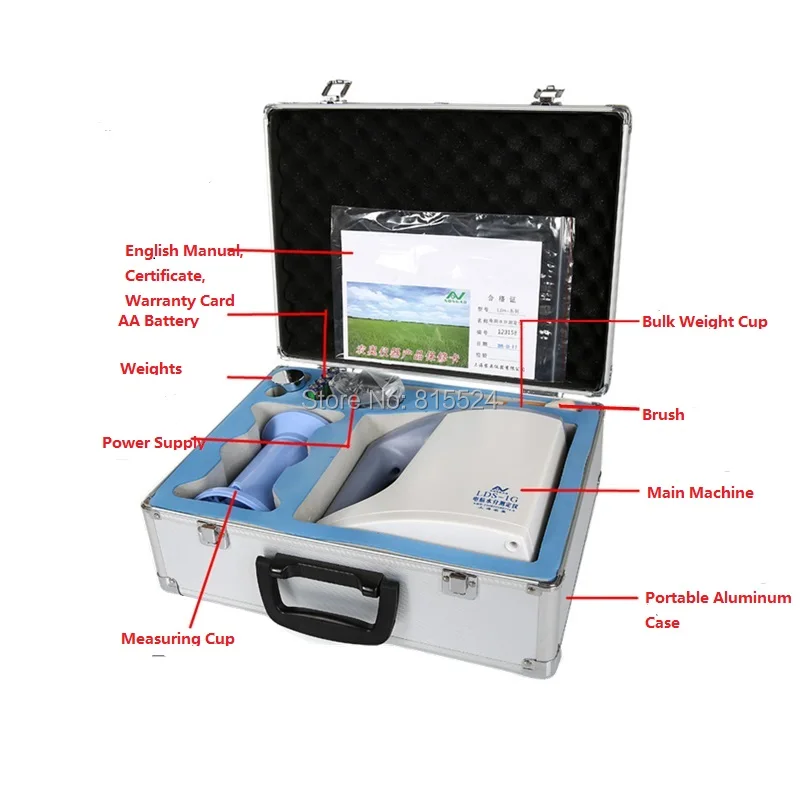 

LDS-1G Computer Grain Moisture Meter Grain Wheat Rice Bulk Density Rapid Moisture Analyzer Range 3-35%