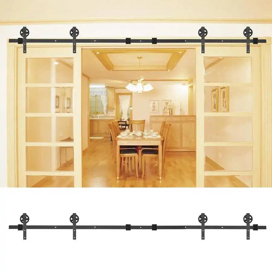 Sliding Barn Rail 10FT Double Door Splicing Round Carbon Steel Hanging rollers for sliding door | Обустройство дома
