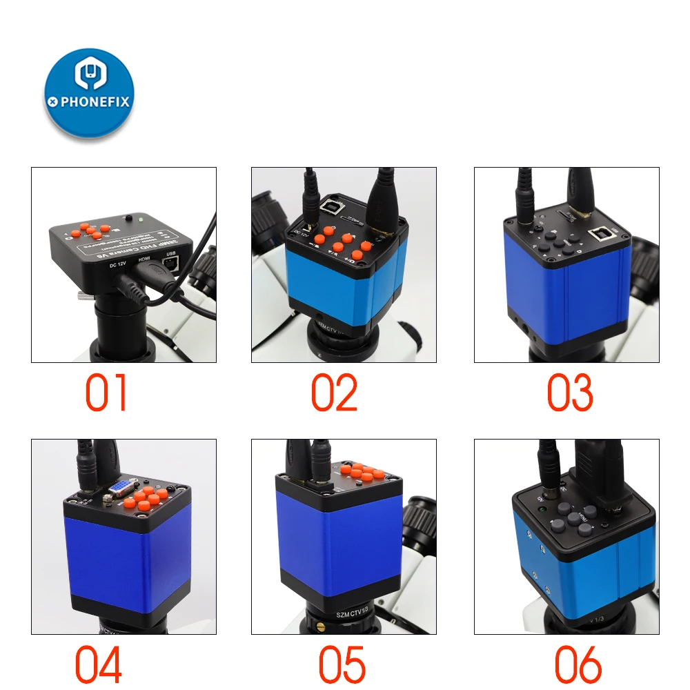 Full HD 1080P 60FPS 2K 3800W 38MP 16MP Industrial Video Microscope Camera HDMI USB C-Mount for Phone CPU PCB Soldering Repair 2