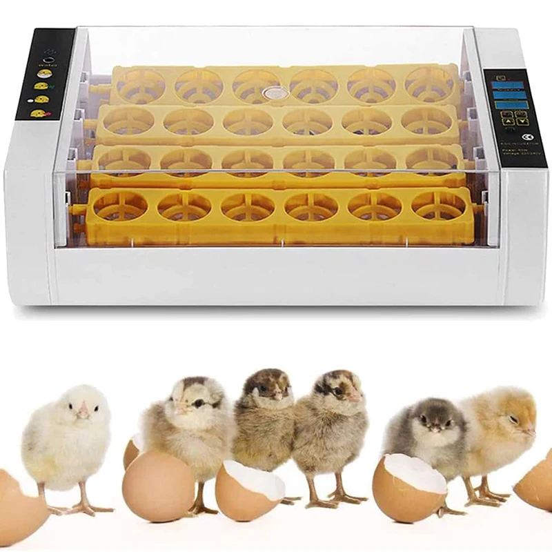 

24 Eggs Incubator Automatic Turning Hatching with Led Screen Temperature Humidity Control For Chicken Quail Bird Incubation Tool