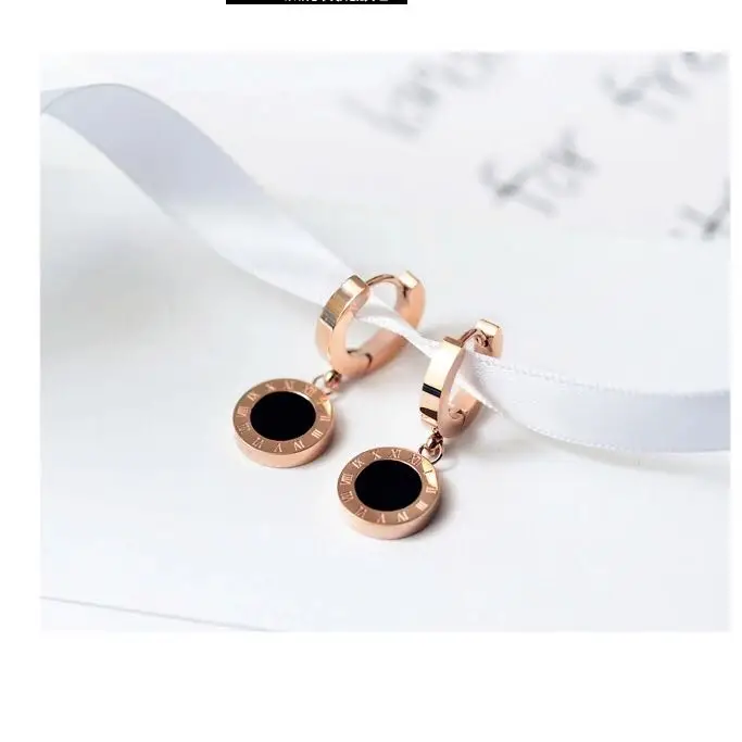 

Trendy Shell Circular Surface Roman Letter Twelve Constellations Design Women Earrings Rose Dance Earring Gift