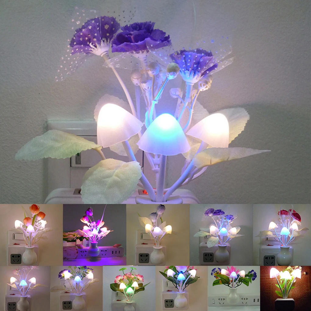Led Night Light Night Light Led Night Lamp 7 Color US Plug Induction Mushroom Lamp