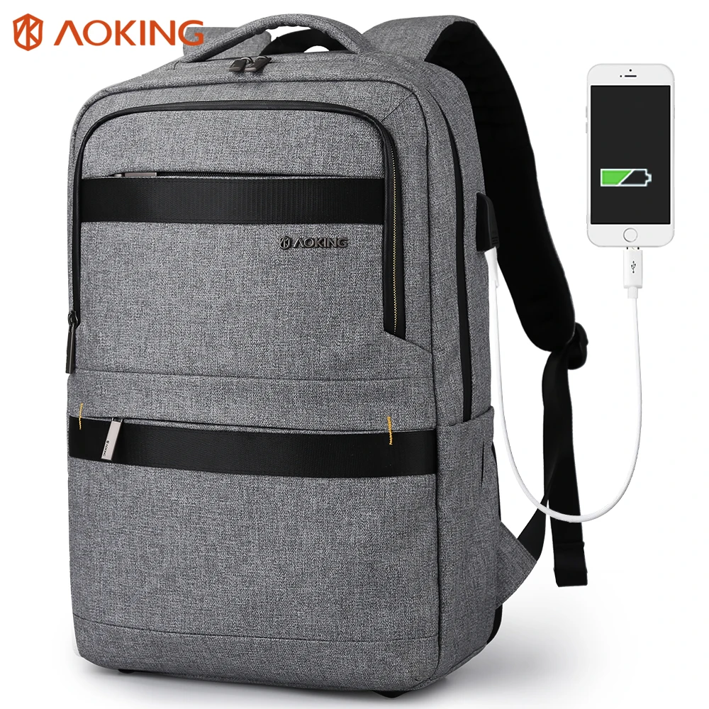 Aoking, Новое поступление, деловой рюкзак с usb зарядным портом, водонепроницаемый рюкзак для мужчин, противоугонная дорожная сумка для ланча