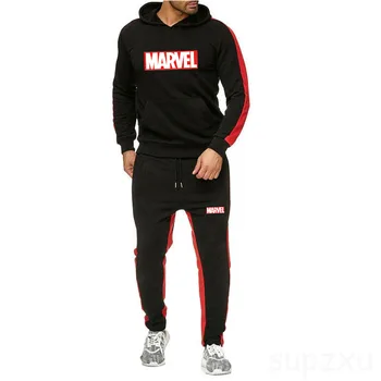 

Miracle Sportswear Men's Set Warm Hooded Pullover Pullover Wool Hoodie Sportswear Set Sports Pants Hoodie Men's 2-Piece Set Red