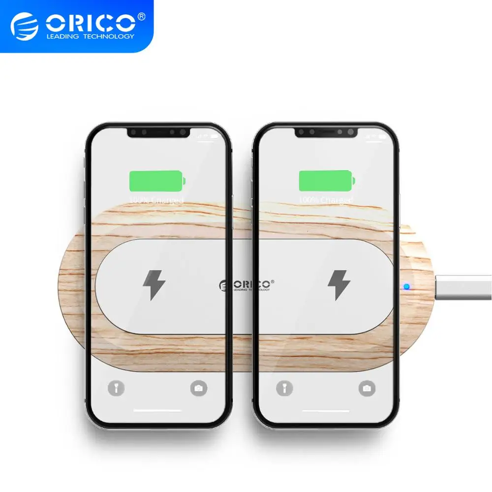 ORICO 10 Вт двойное Беспроводное зарядное устройство Qi Быстрая зарядка Pad