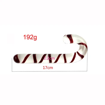 Crystal Glass Dildos Red Candy Cane Pleasure Wand Masturbator Realistic Dildo Penis Large G-spot Anal Butt Plug Adult Sex Toys 3