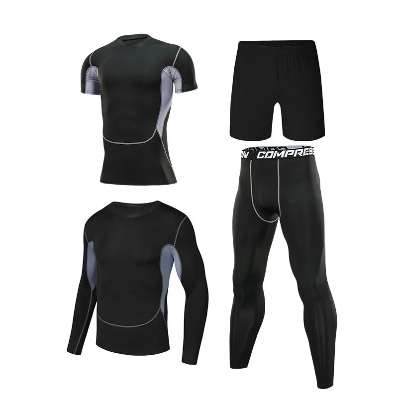 4 шт набор/мужской спортивный костюм для спортзала компрессионная Одежда Фитнес Спортивная одежда для бега спортивные колготки