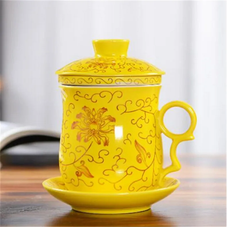 

CJ190 Tea set Include 1 Pot and 1 Cup filter 1 cup cover and 1 Coaster High quality elegant gaiwan, Beautiful teapot kettle
