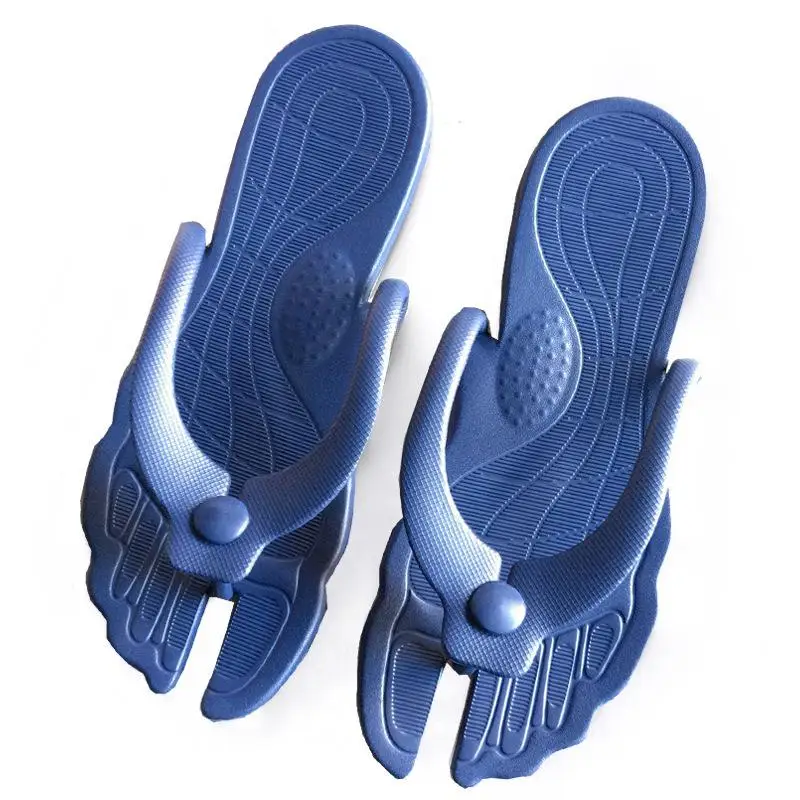 Fold chaussure homme/Женская обувь удобные женские мягкие сандалии на плоской платформе с большим носком для коррекции ног ортопедический корректор - Цвет: shen lan se 2