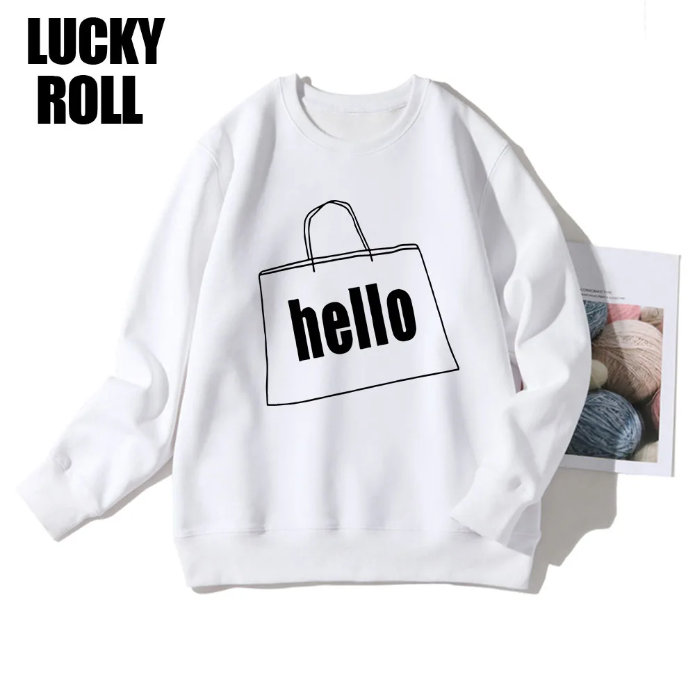 

Hello Printed Sweatshirt Go Shopping Long Hoodies Women Free Shiping European American Fashion Ins Hipster Online Shop Clothing