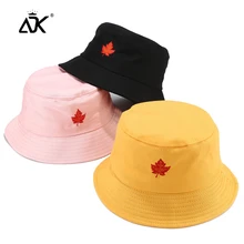 Модная шапка унисекс с вышивкой в виде клена; Милая Студенческая летняя Солнцезащитная шляпа; уличная спортивная шляпа с бантом; шапка в рыбацком стиле; Повседневная шапка для бассейна