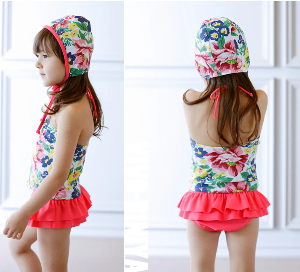 VIVOBINIYA UPF50+ Children Swimwear Baby Girls Spell Color Sling