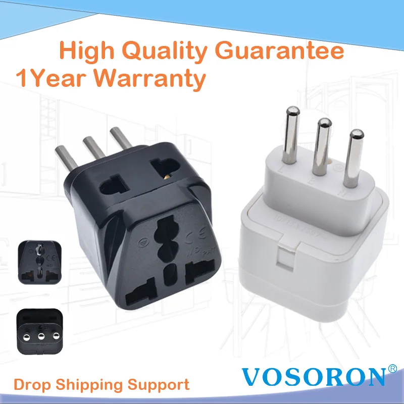 1pcs Italian, Uruguay Travel Adapter Type L, 2 Outlet Ac Plug Convert